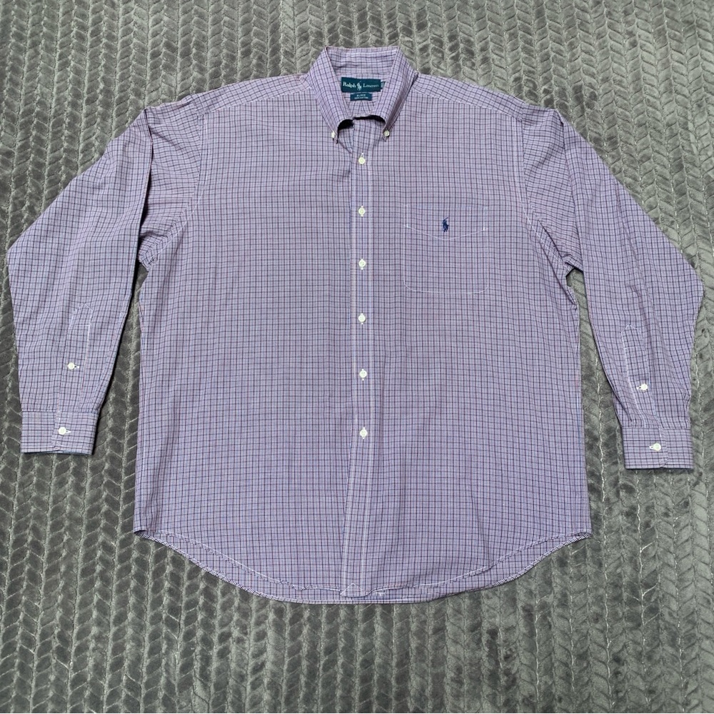 Polo Ralph Lauren Blake Shirt Mens Large Blue Red Long Sleeve Button Down VTG